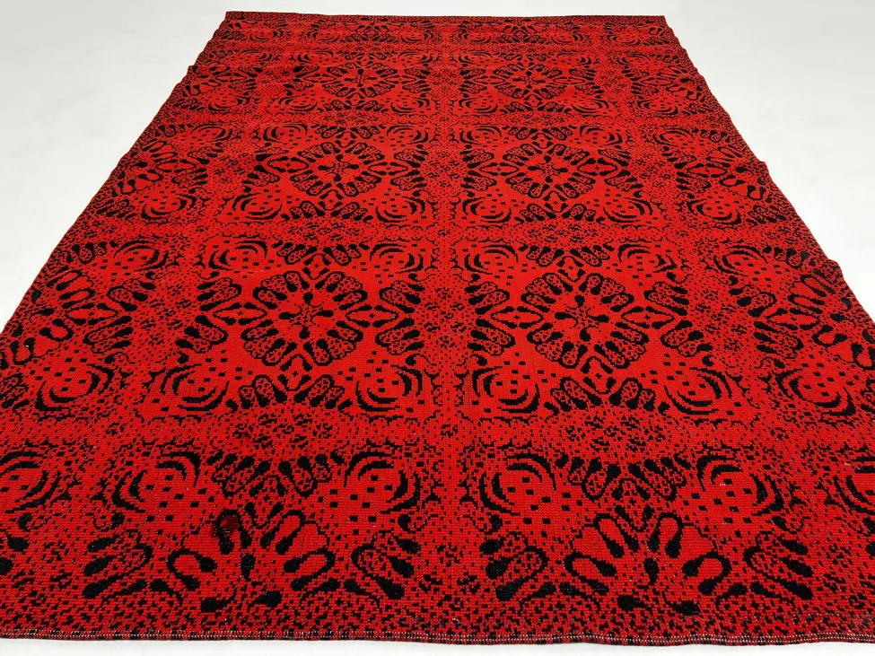 BZ0155 kilimas 185x265 cm 120 3 Vilnonis kilimas ryškios raudonos spalvos su juodomis detalėmis iš Turkijos 185x265x2 cm