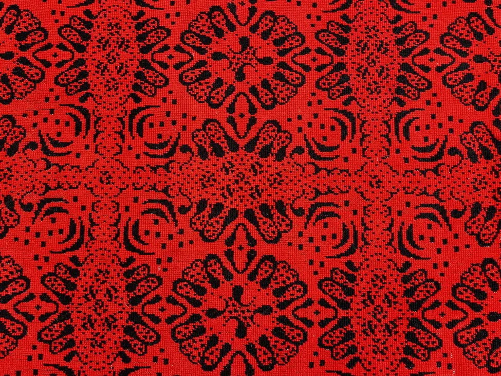 BZ0155 kilimas 185x265 cm 120 6 Vilnonis kilimas ryškios raudonos spalvos su juodomis detalėmis iš Turkijos 185x265x2 cm