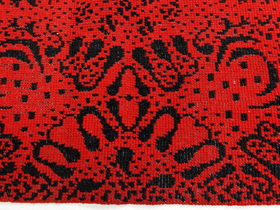 BZ0155 kilimas 185x265 cm 120 7 Vilnonis kilimas ryškios raudonos spalvos su juodomis detalėmis iš Turkijos 185x265x2 cm