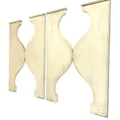 Sieninės/baldinės banguotos formos apdailos detalės 4 vnt. komplektas 2x21x55 cm