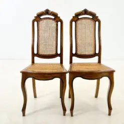 Drožinėtos riešutmedžio kėdės su ratanu 2 vnt. kompl. 50x46x105 cm, 47 cm