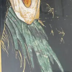 Rytietiškas medinis staliukas stikliniu stalviršiumi 54x92x43 cm