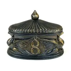 Ovali metalinė dėžutė su paukščių figūromis 8×12,5×9 cm