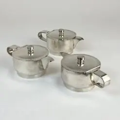 J. G. Galand Art Deco laikotarpio sidabruoto metalo arbatinukas 300 ml 10×16,5×8 cm
