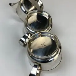 J. G. Galand Art Deco laikotarpio sidabruoto metalo arbatinukas 300 ml 10×16,5×8 cm