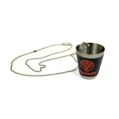 Metalinė pakabinama Jägermeister taurelė su eko oda 30 ml 3,7x3,7x4,3 cm