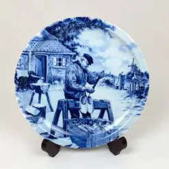 Porcelianinė dekoratyvinė Porzellanfabrik Zeh, Scherzer & Co. AG delfto stiliaus lėkštė 2,5x21x21 cm