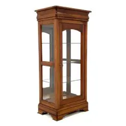 Itališka klasikinio stiliaus sendinta riešutmedžio vitrina su stalčiumi 41x61x130 cm