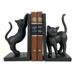 Knygų laikikliai iš polirezino su katinų figūromis 2 vnt. komplektas 12x13x22 cm