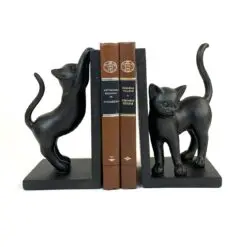 Knygų laikikliai iš polirezino su katinų figūromis 2 vnt. komplektas 12x13x22 cm