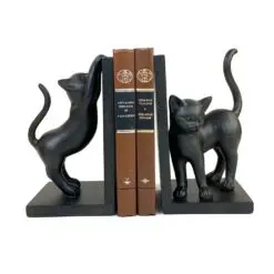 Knygų laikikliai iš polirezino su katinų figūromis 2 vnt. komplektas 12x13x22 cm