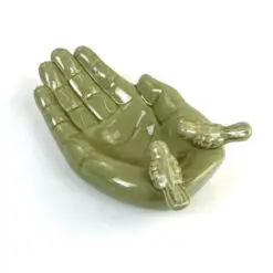 Keramikinis delno formos indas - lesykla su paukščių figūromis 24,5x14,5x9 cm