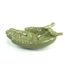 Keramikinis delno formos indas – lesykla su paukščių figūromis 24x14x9 cm