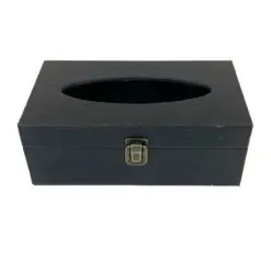 Medinė dėžutė popierinėms nosinaitėms, aptraukta eko oda ir tekstile 14,2x25x9,3 cm