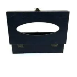 Medinė dėžutė popierinėms nosinaitėms, aptraukta eko oda ir tekstile 14,2x25x9,3 cm