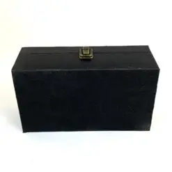 Medinė dėžutė popierinėms nosinaitėms, aptraukta eko oda ir tekstile 14,2x25x9,3 cm