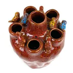 Keramikinė šešių šakų vaza su paukščių figūrėlėmis 13,5×13,5×23 cm