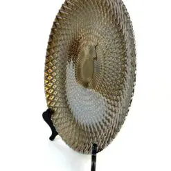 Apvali stiklinė bronzos spalvos serviravimo lėkštė 32,5×32,5×2,5 cm