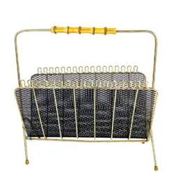 Vintažinė metalinė laikraštinė su bambukine rankena 18x44x43 cm
