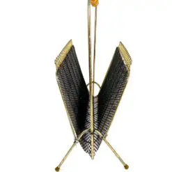 Vintažinė metalinė laikraštinė su bambukine rankena 18x44x43 cm