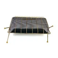 Vintažinė metalinė laikraštinė su bambukine rankena 18x44x43 cm