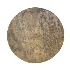 Modernus apverstos taurės formos metalinis staliukas mediniu stalviršiumi 40,5×40,5×51 cm