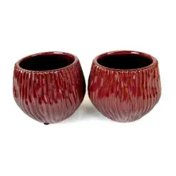 Keramikinis burgundiškos spalvos vazonas 15x15x13,5 cm