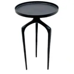 Metalinis juodos spalvos apvalus trikojis staliukas 34x34x60 cm