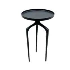 Metalinis juodos spalvos apvalus trikojis staliukas 34x34x60 cm