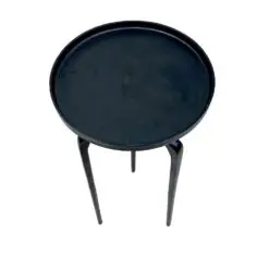 Metalinis juodos spalvos apvalus trikojis staliukas 34x34x60 cm