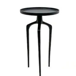 Metalinis juodos spalvos apvalus trikojis staliukas 34x34x60 cm