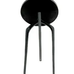 Metalinis juodos spalvos apvalus trikojis staliukas 34x34x60 cm