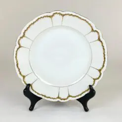 Porcelianinė Limoges tortinė su aukso spalvos apvadais 23,5×23,5×5,5 cm