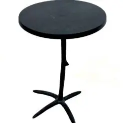 Aliumininis apvalus juodos spalvos staliukas paukščio koja 44,5×44,5×58,5 cm