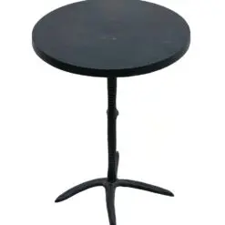 Aliumininis apvalus juodos spalvos staliukas paukščio koja 44,5×44,5×58,5 cm