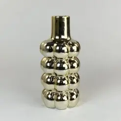 Keramikinė burbulinės tekstūros aukso spalvos vaza 13x13x28,5 cm