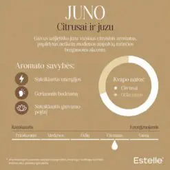 Estelle JUNO Namų kvapas su lazdelėmis Citrus & Yuzu 200 ml 8x8x28 cm