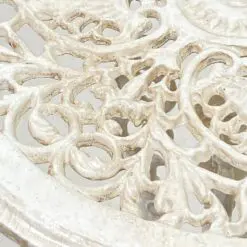 Metalinis provanso stiliaus baltos spalvos apvalus staliukas 36x36x69 cm