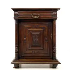 Ąžuolinė vieno stalčiaus ir vienų durų komoda su kolonomis 55x78x96 cm