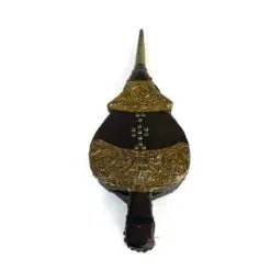 Medinės dumplės su eko odos ir žalvario skardos apdaila 52,5x20,5x7 cm