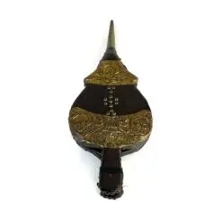 Medinės dumplės su eko odos ir žalvario skardos apdaila 52,5×20,5×7 cm