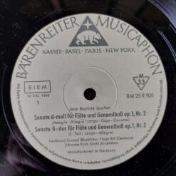 Jean-Baptiste Loeillet — Ferdinand Conrad, Hugo Ruf, Johannes Koch – 1960 – Drei Sonaten Für Flöte Und Basso Continuo Op. 1, Nr. 1-3