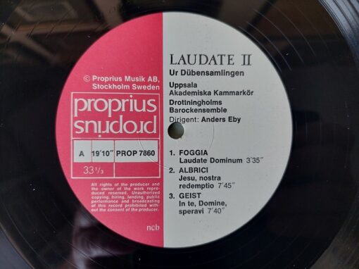 Uppsala Akademiska Kammarkör, Drottningholms Barockensemble, Anders Eby – 1981 – Laudate II – Baroque Music From The Düben Collection