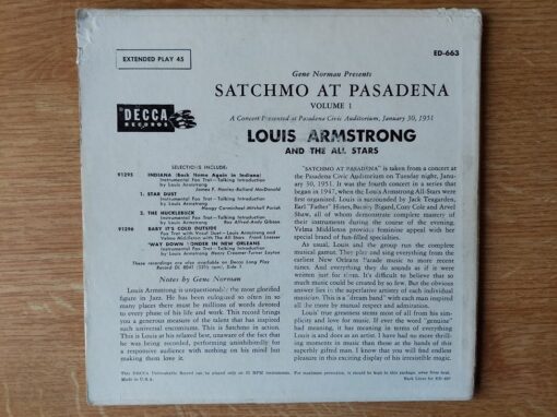 Louis Armstrong And The All Stars – 1954 – Satchmo At Pasadena (Vol. 1)