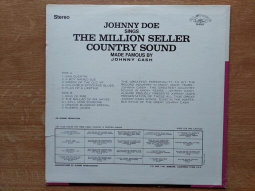Johnny Doe – 1969 – Sings The Million Seller Country Sound Made Famous By Johnny Cash