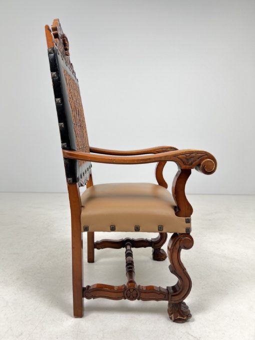 Krėslas su oda 60x70x132 cm