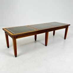Raudonmedžio staliukas su oda 55x165x46 cm