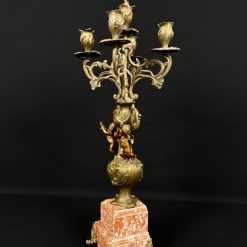 Metalinė žvakidė su marmuru 23x20x76 cm