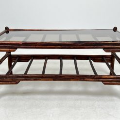 Bambukinis staliukas su stiklu 52x97x45 cm