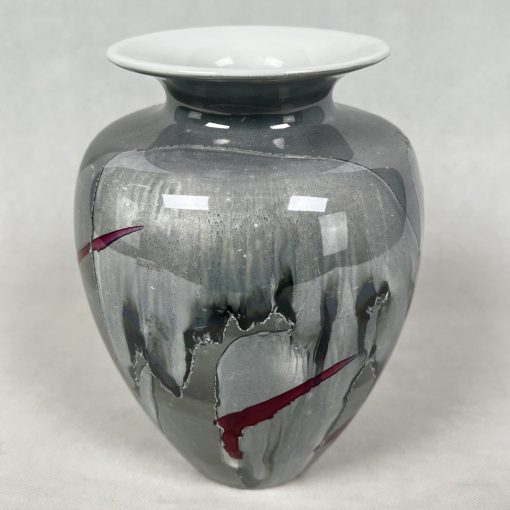 Keramikinė, pilkos spalvos vaza 17×26 cm